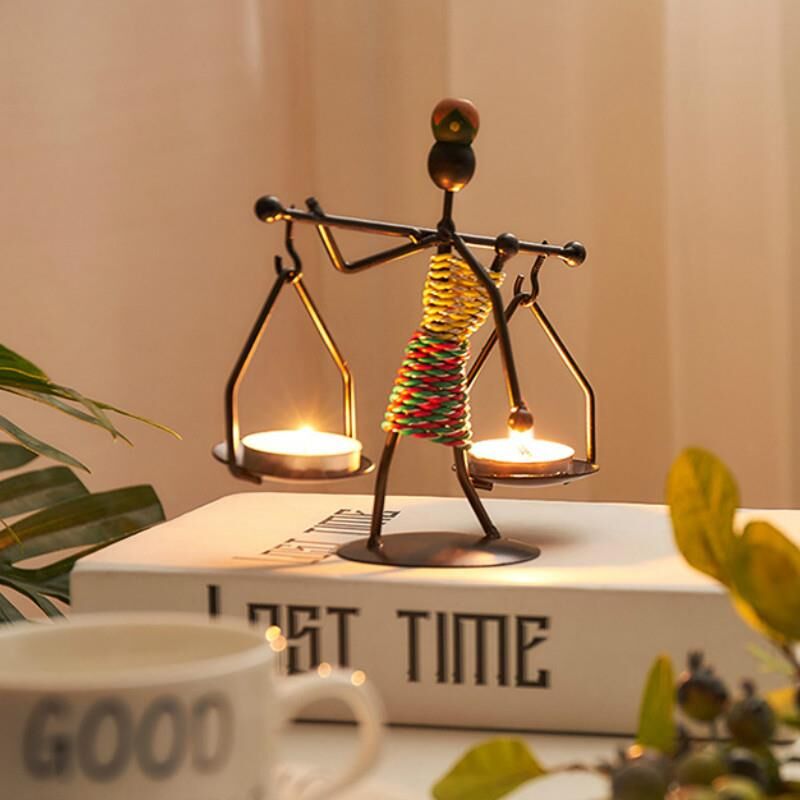 Kadın Figürlü Metal Ferforje Tealight Mumluk Ev Dekoru Süs
