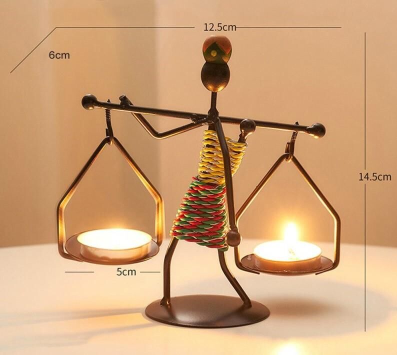 Kadın Figürlü Metal Ferforje Tealight Mumluk Ev Dekoru Süs