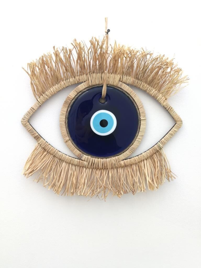 El Yapımı Saçaklı Rafya Göz Nazarlık Duvar Dekorasyon
