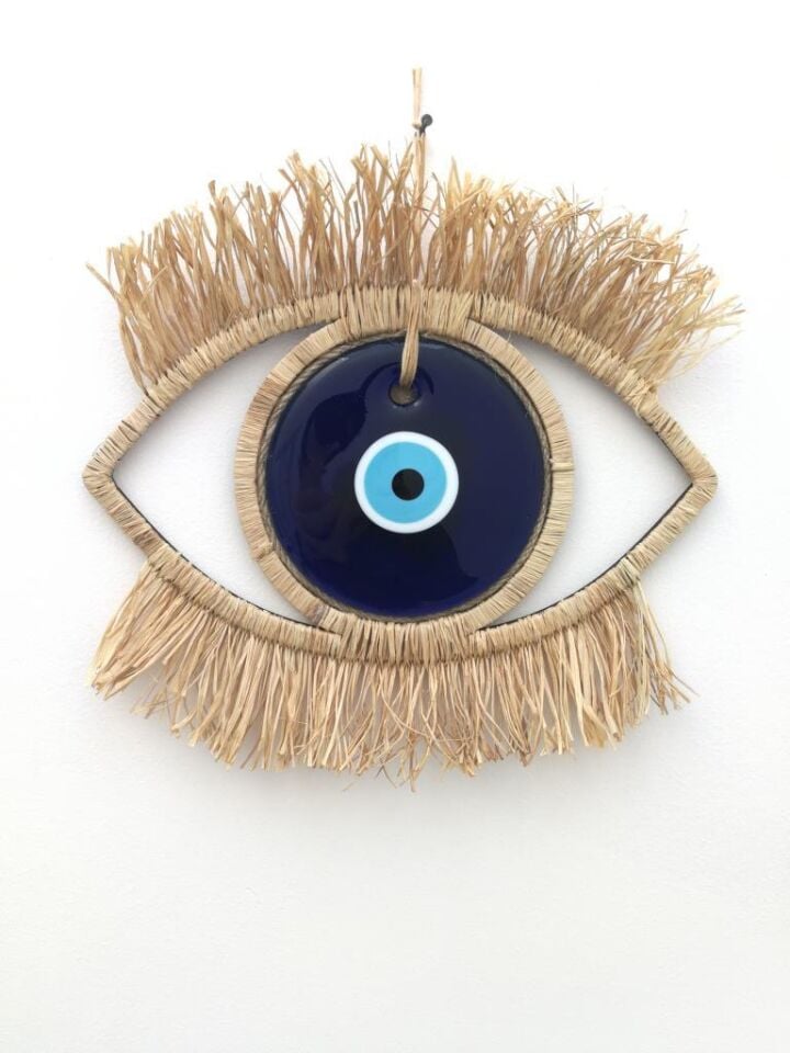 El Yapımı Saçaklı Rafya Göz Nazarlık Duvar Dekorasyon