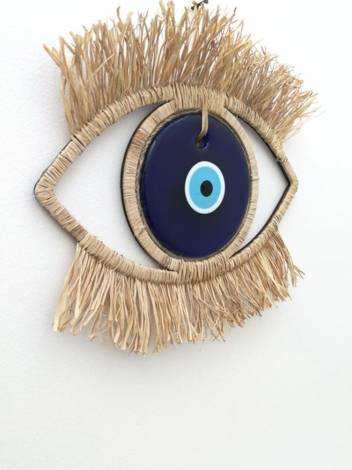 El Yapımı Saçaklı Rafya Göz Nazarlık Duvar Dekorasyon
