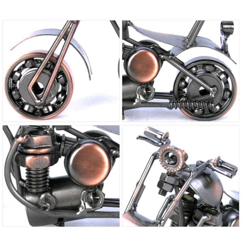 Metal Retro Motosiklet Modeli El Yapımı Dekor Biblo