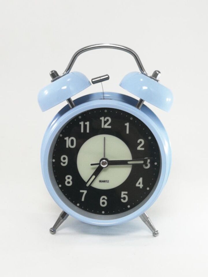 Fosforlu ve Işıklı Çalar Saat Ev Ofis Aksesuar Nostaljik Masa Saati MAVİ
