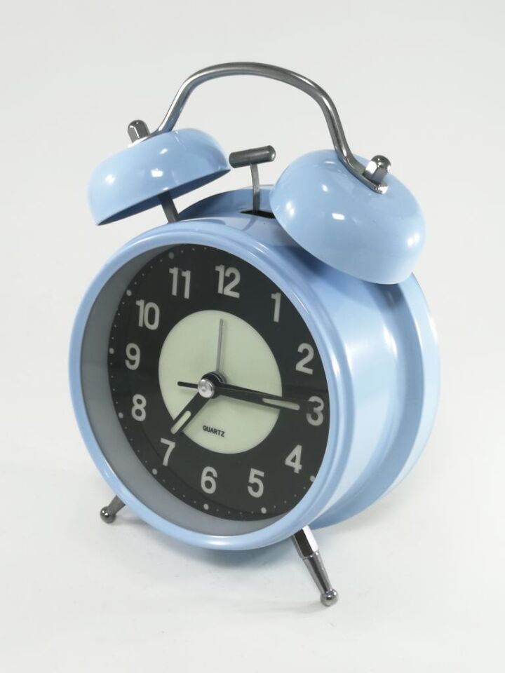 Fosforlu ve Işıklı Çalar Saat Ev Ofis Aksesuar Nostaljik Masa Saati MAVİ