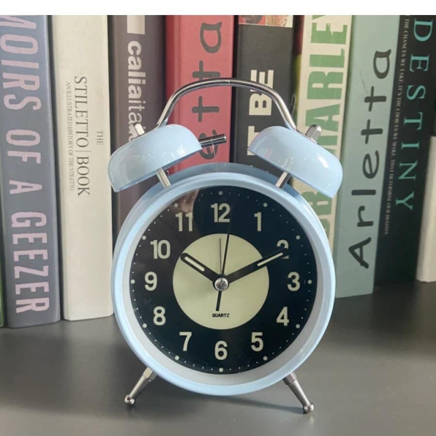 Fosforlu ve Işıklı Çalar Saat Ev Ofis Aksesuar Nostaljik Masa Saati MAVİ