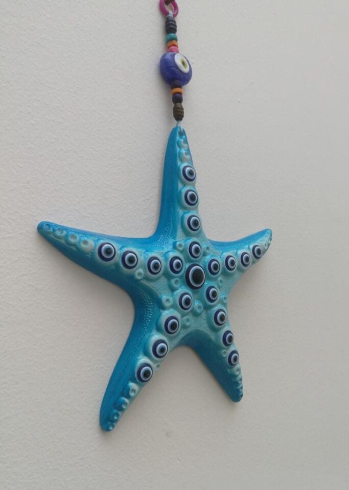 Dekoratif Nazar Boncuğu Süslemeli Deniz Yıldızı Duvar Süsü