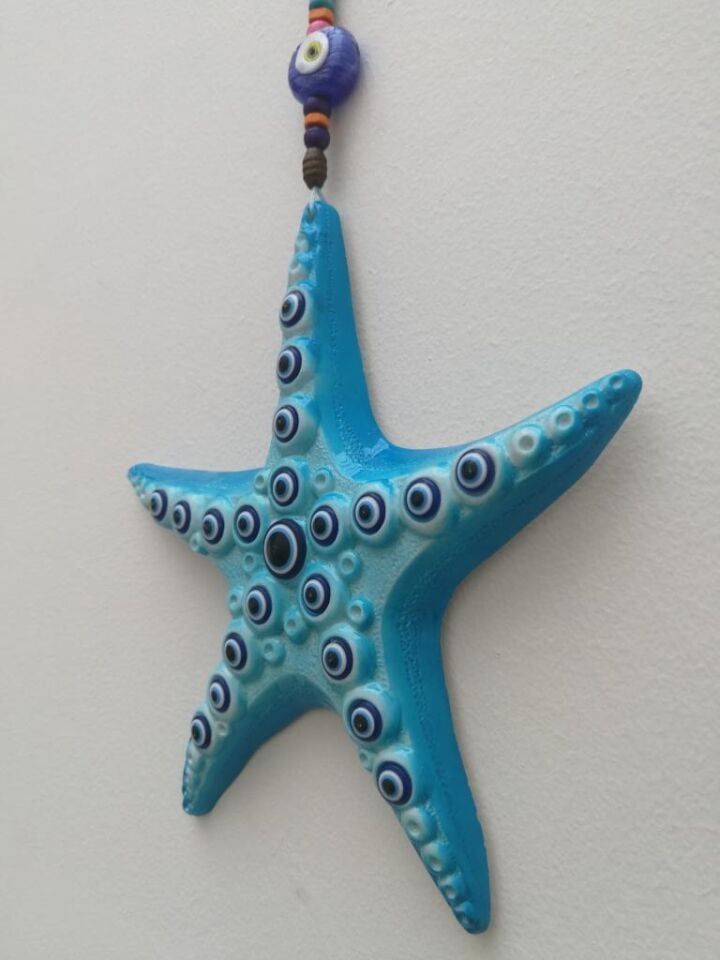 Dekoratif Nazar Boncuğu Süslemeli Deniz Yıldızı Duvar Süsü