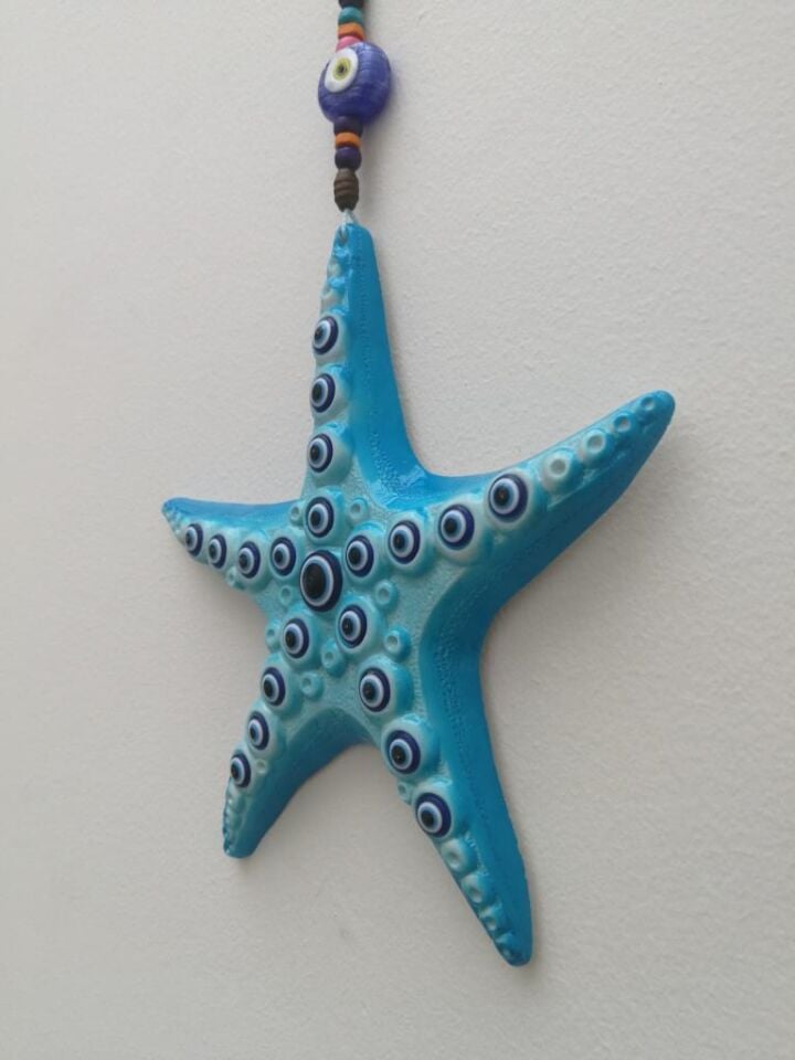 Dekoratif Nazar Boncuğu Süslemeli Deniz Yıldızı Duvar Süsü