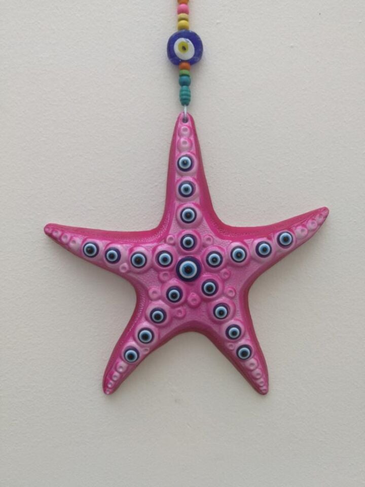 Dekoratif Nazar Boncuğu Süslemeli Deniz Yıldızı Duvar Süsü