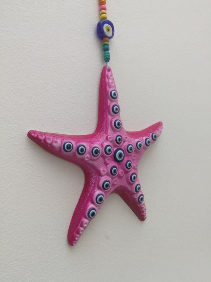 Dekoratif Nazar Boncuğu Süslemeli Deniz Yıldızı Duvar Süsü