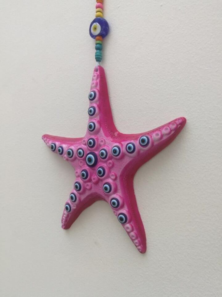 Dekoratif Nazar Boncuğu Süslemeli Deniz Yıldızı Duvar Süsü