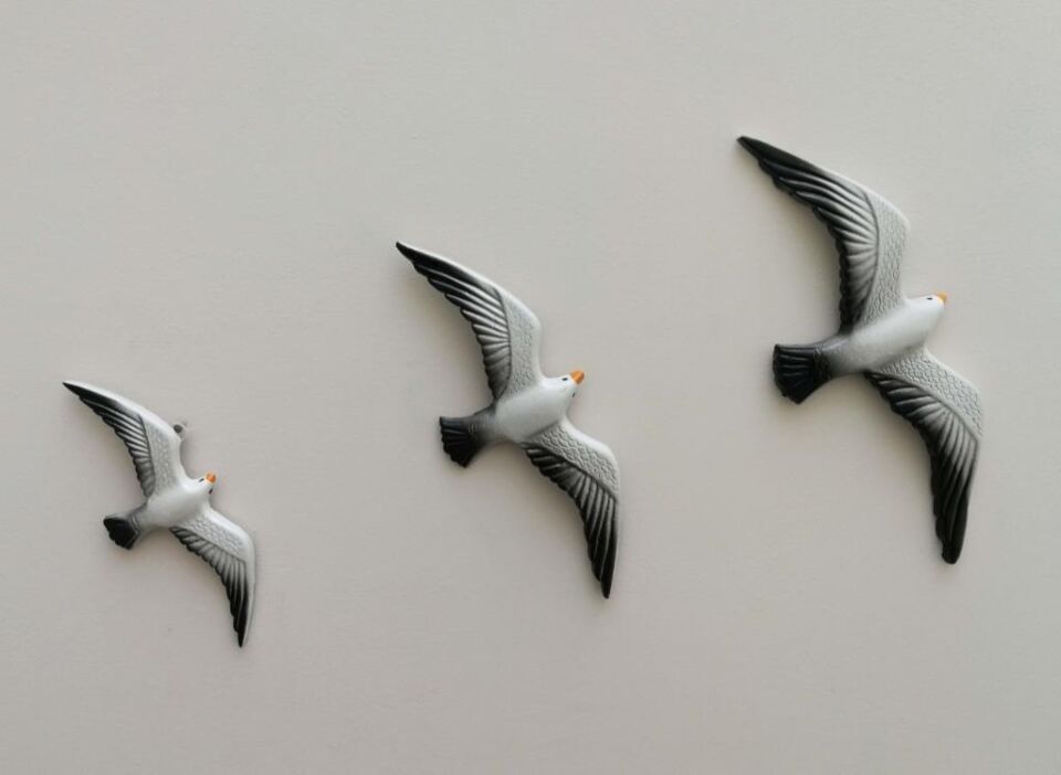 Dekoratif 3' lü Kuş Duvar Süsü Ev Dekoru