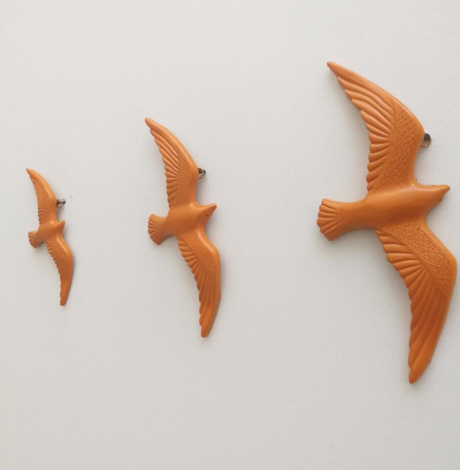 Dekoratif 3' lü Kuş Duvar Süsü Ev Dekoru