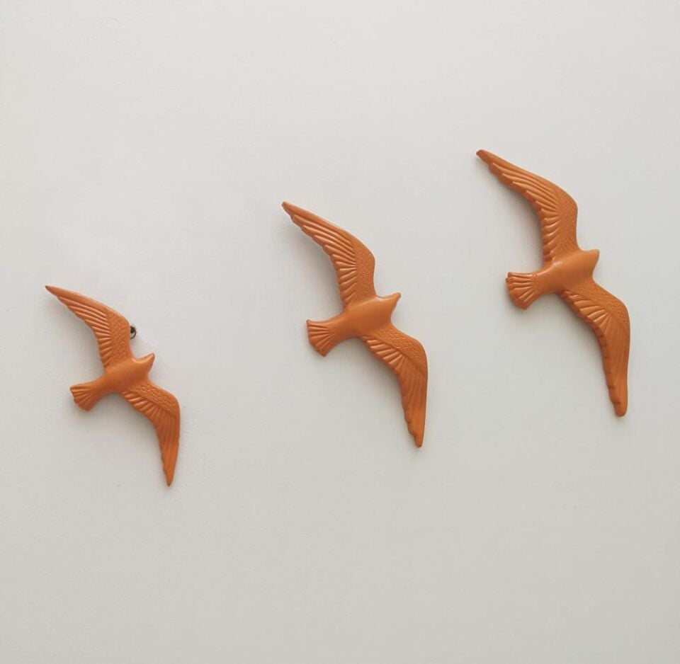 Dekoratif 3' lü Kuş Duvar Süsü Ev Dekoru