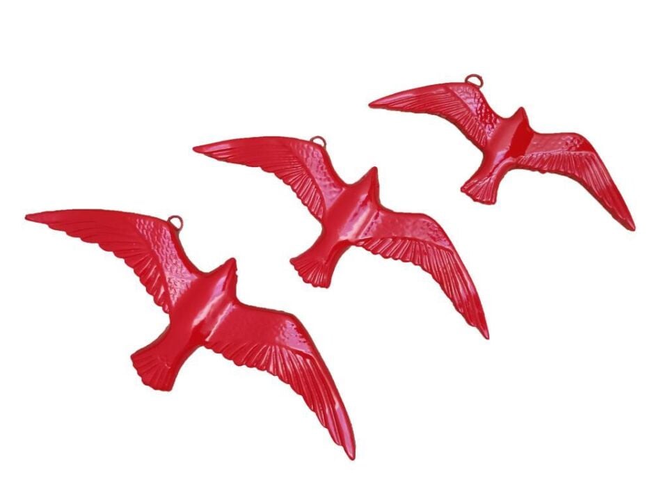 Dekoratif 3' lü Kuş Duvar Süsü Ev Dekoru