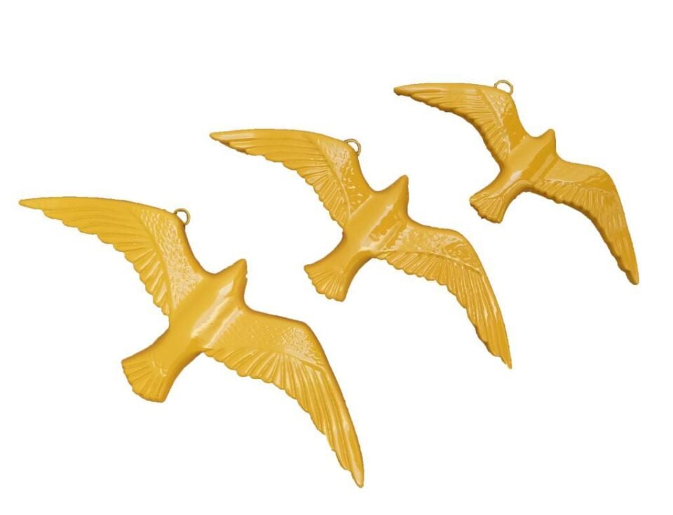 Dekoratif 3' lü Kuş Duvar Süsü Ev Dekoru