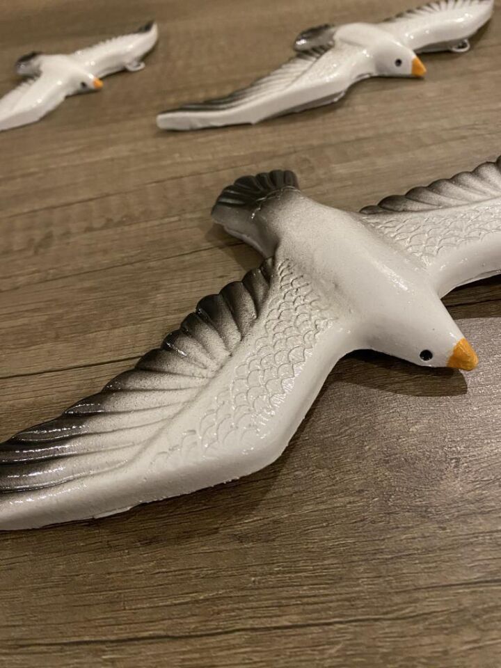 Dekoratif 3' lü Kuş Duvar Süsü Ev Dekoru Beyaz