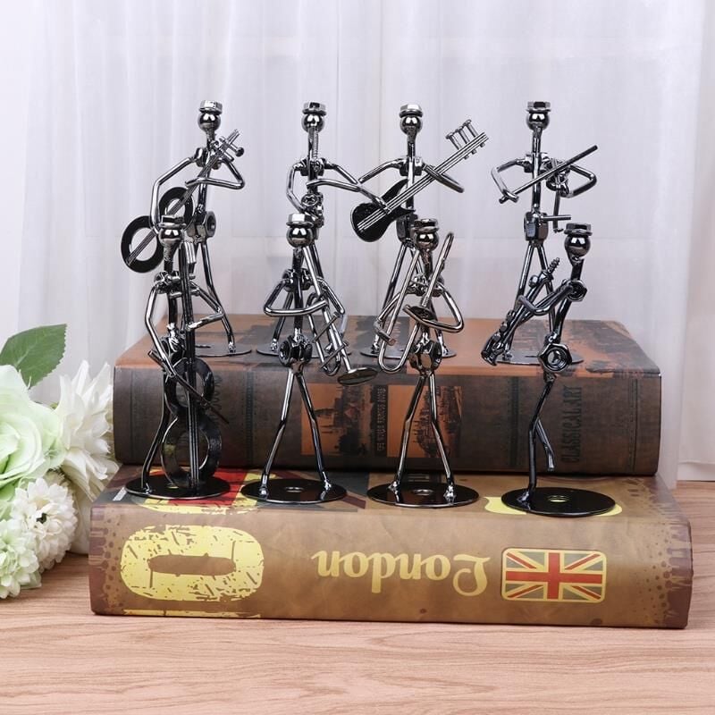 8 Adet Metal Müzisyen Seti Müzik Orkestrası Biblo Dekorasyon