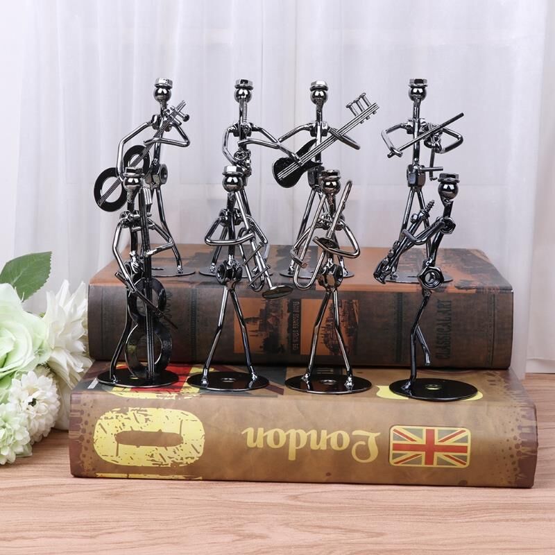 8 Adet Metal Müzisyen Seti Müzik Orkestrası Biblo Dekorasyon