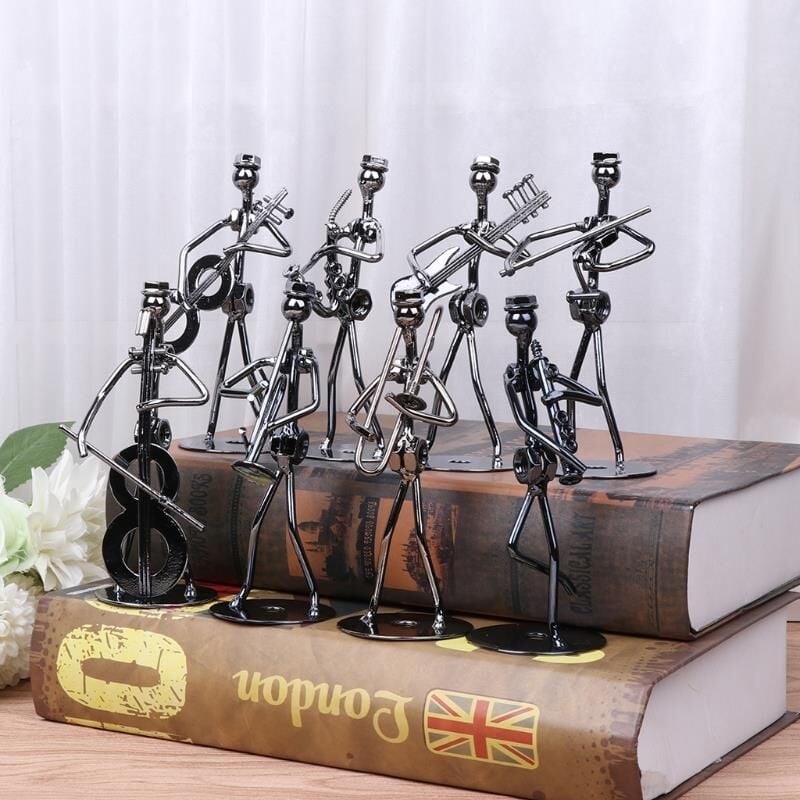 8 Adet Metal Müzisyen Seti Müzik Orkestrası Biblo Dekorasyon