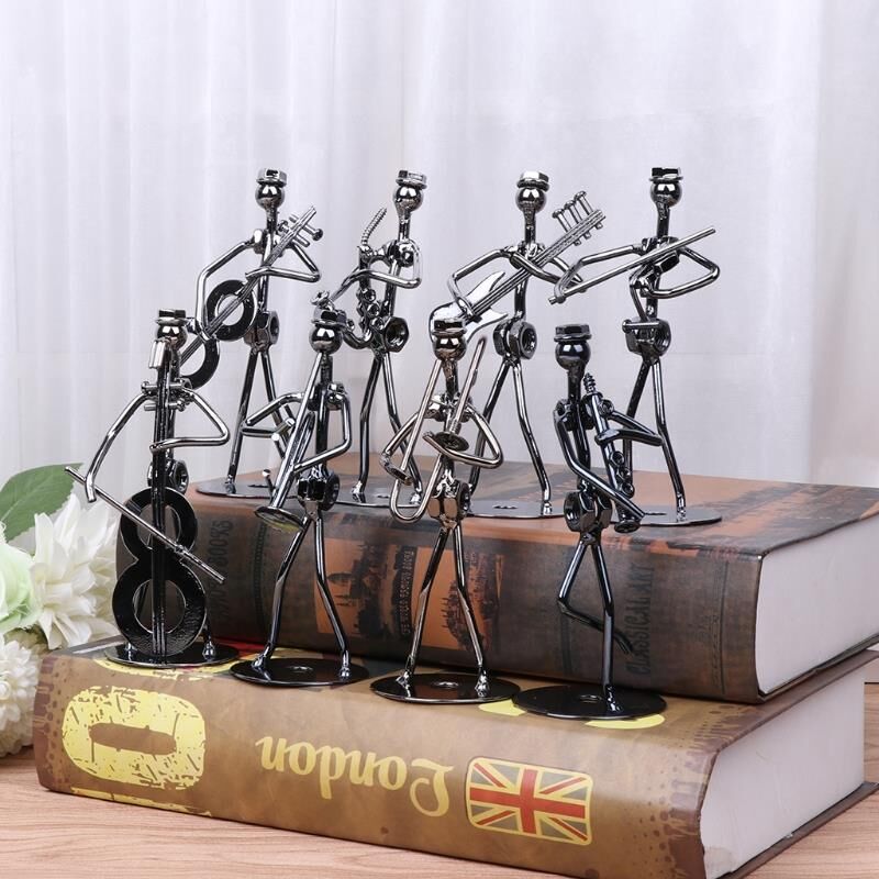 8 Adet Metal Müzisyen Seti Müzik Orkestrası Biblo Dekorasyon