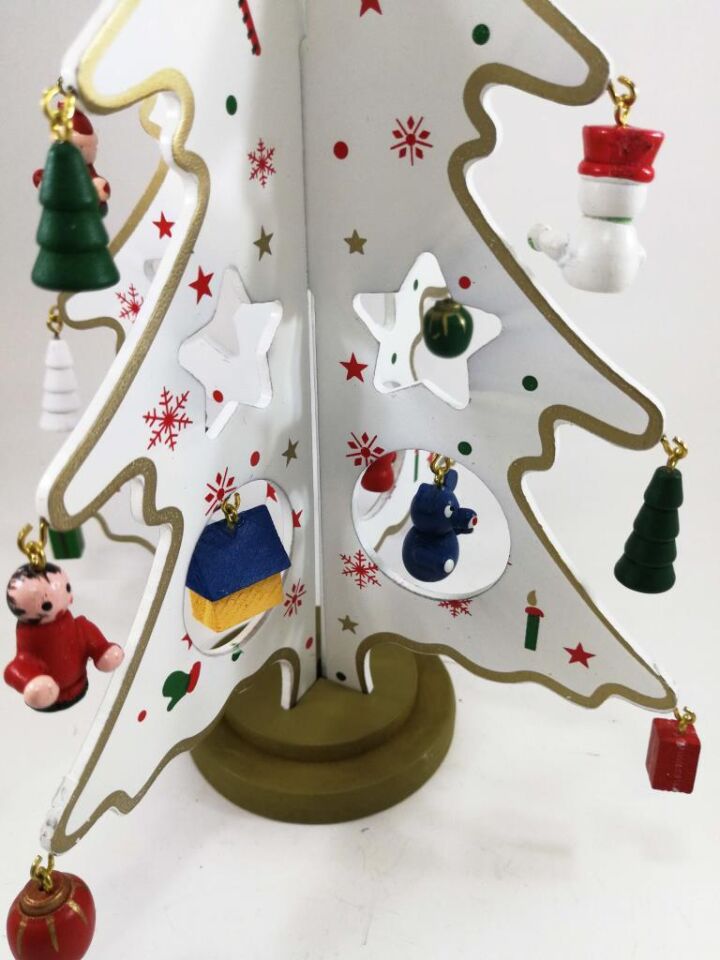 Ahşap Yılbaşı Ağacı Yılbaşı Süs Parti Dekoru Beyaz