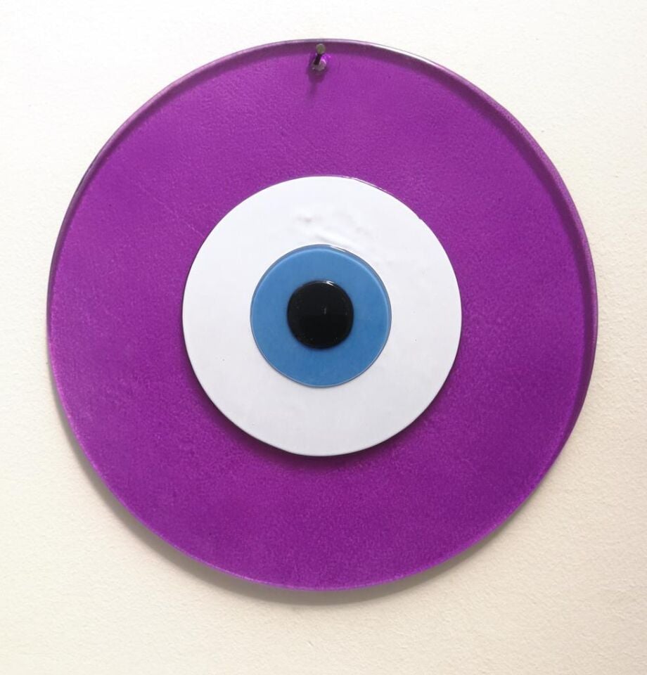 Dev Cam Nazarlık Nazar Boncuğu Lüks Kalite 30cm Çap El Işi Dekoratif Duvar Süsü Kırmızı