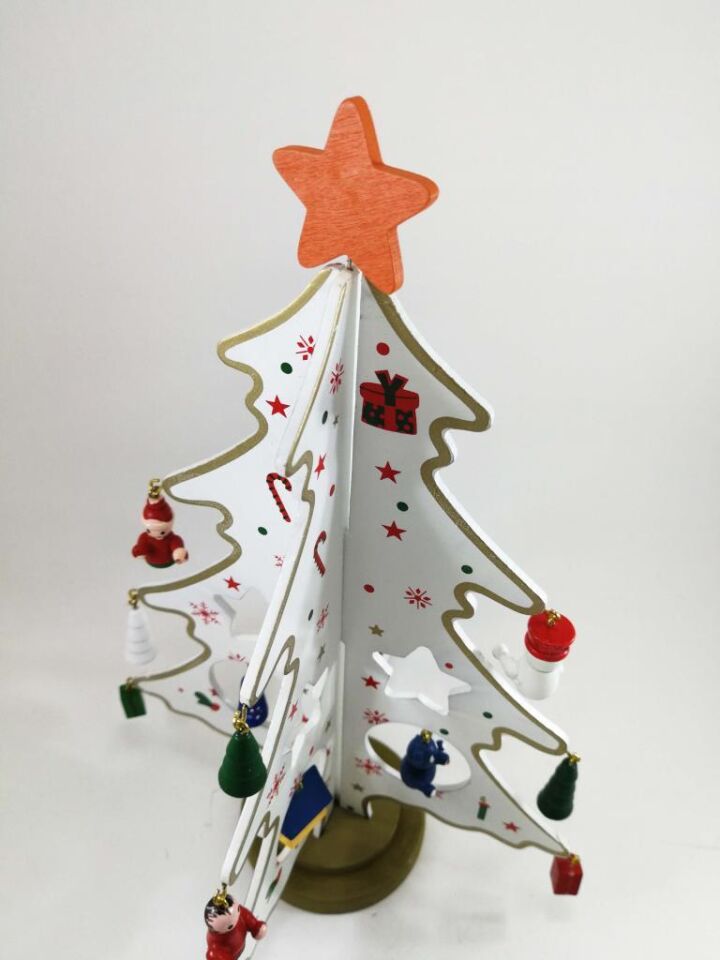 Ahşap Yılbaşı Ağacı Yılbaşı Süs Parti Dekoru Beyaz