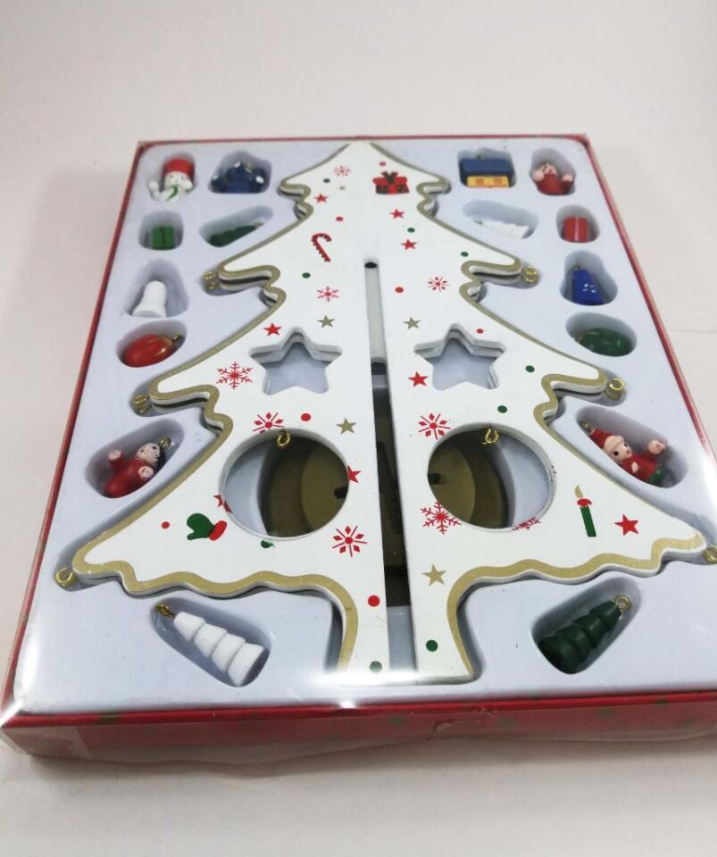 Ahşap Yılbaşı Ağacı Yılbaşı Süs Parti Dekoru Beyaz