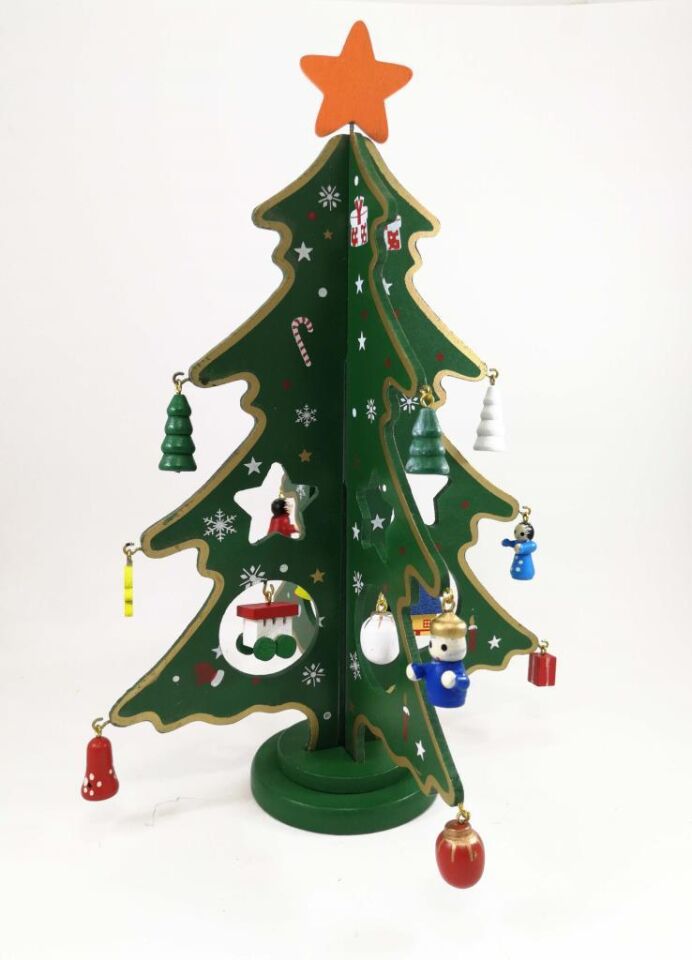 Ahşap Yılbaşı Ağacı Yılbaşı Süs Parti Dekoru YEŞİL