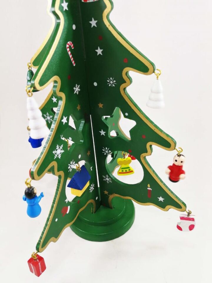 Ahşap Yılbaşı Ağacı Yılbaşı Süs Parti Dekoru YEŞİL