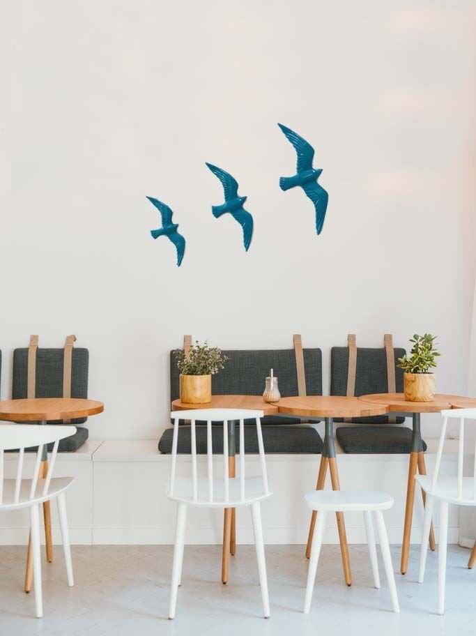 3' lü Turkuaz Kuş Duvar Süsü