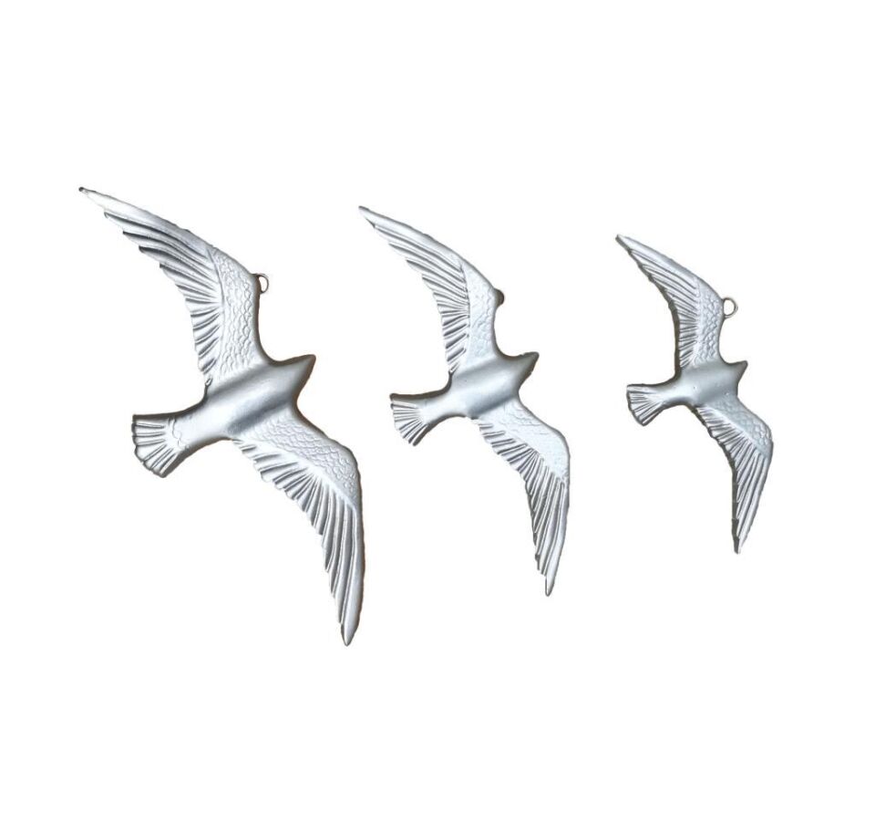 Dekoratif Üçlü Kuş Martı Duvar Süsü Ev Dekoru