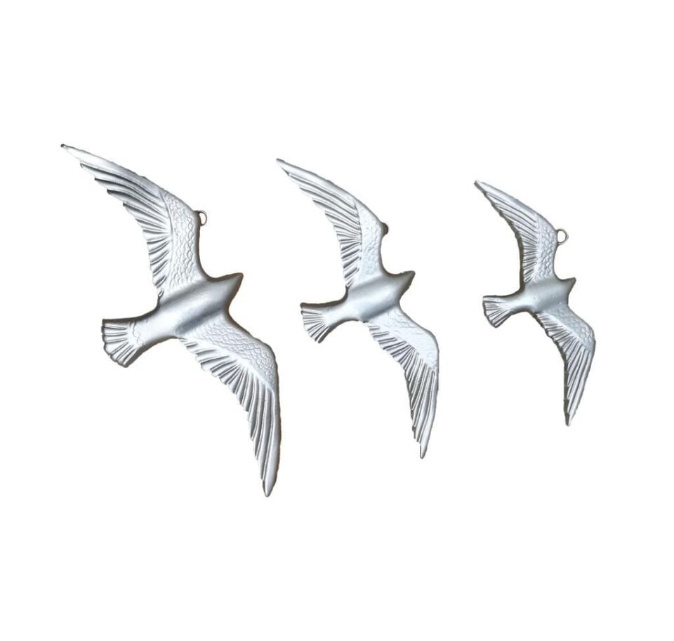 Dekoratif Üçlü Kuş Martı Duvar Süsü Ev Dekoru