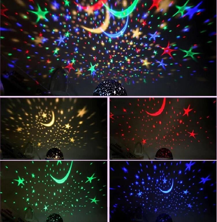 Renkli Yıldızlı Gökyüzü Projeksiyon Gece Lambası Masa Lambası Gökyüzü Ay Yıldız Lamba