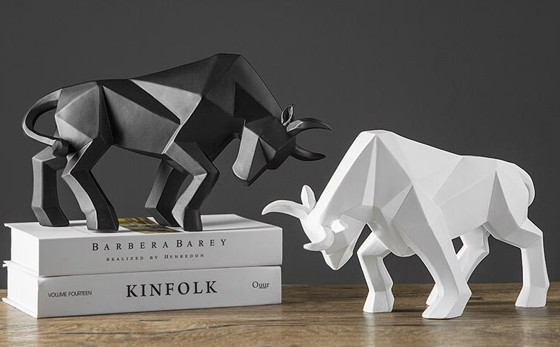 Dekoratif Modern Büyük Boy Kübik Boğa Biblo Heykel Ev Ofis Dekor Ev Aksesuarları