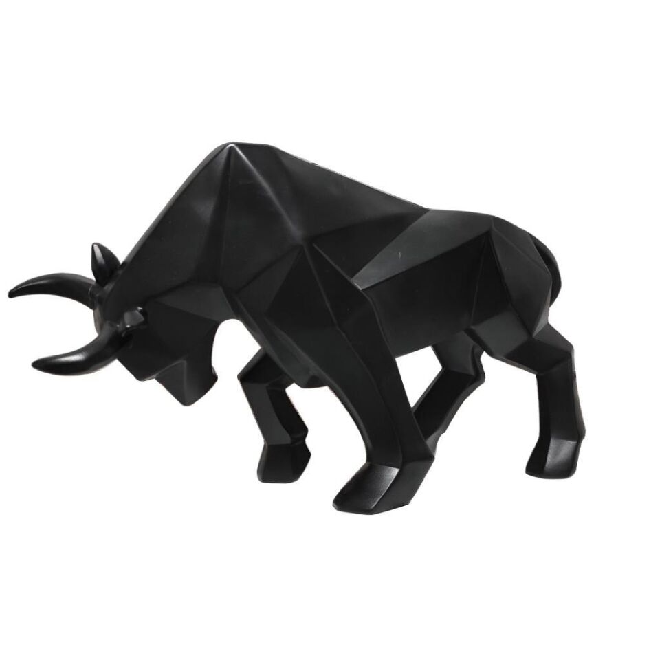 Dekoratif Modern Büyük Boy Kübik Boğa Biblo Heykel Ev Ofis Dekor Ev Aksesuarları Siyah
