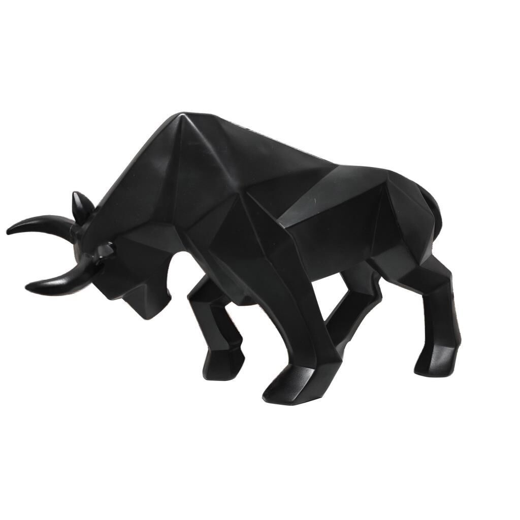 Dekoratif Modern Büyük Boy Kübik Boğa Biblo Heykel Ev Ofis Dekor Ev Aksesuarları Siyah