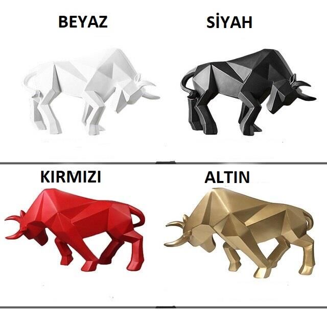 Dekoratif Modern Büyük Boy Kübik Boğa Biblo Heykel Ev Ofis Dekor Ev Aksesuarları Siyah