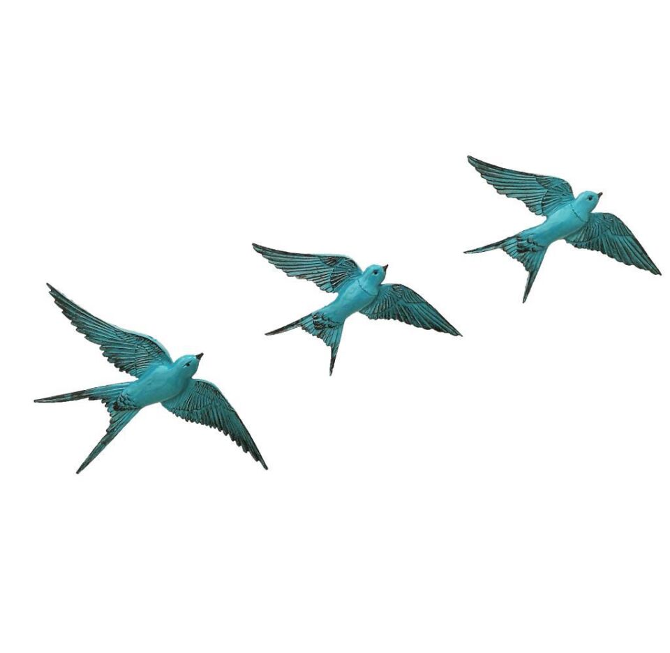 Dekoratif Üçlü Kırlangıç Duvar Süsü Üçlü Kuş Ev Dekoru
