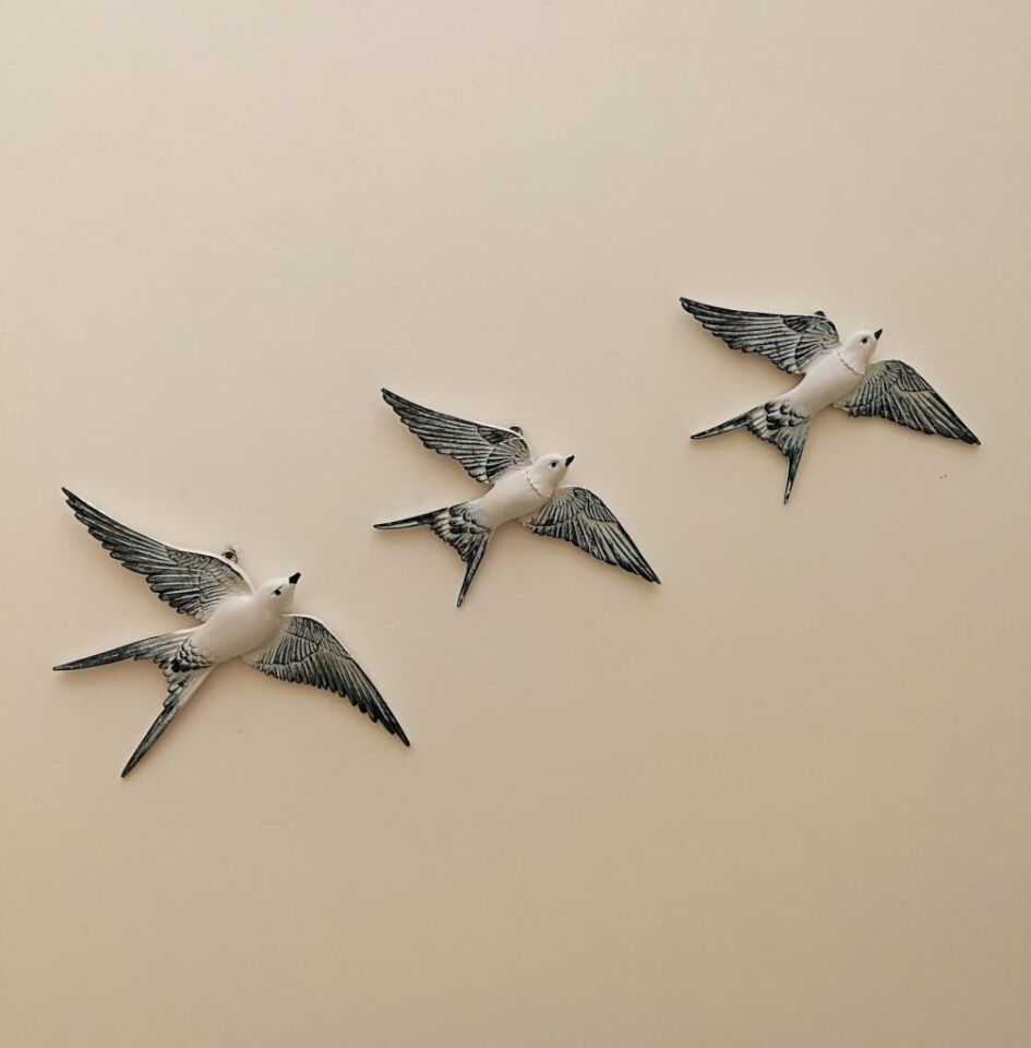 Dekoratif Üçlü Kırlangıç Duvar Süsü Üçlü Kuş Ev Dekoru