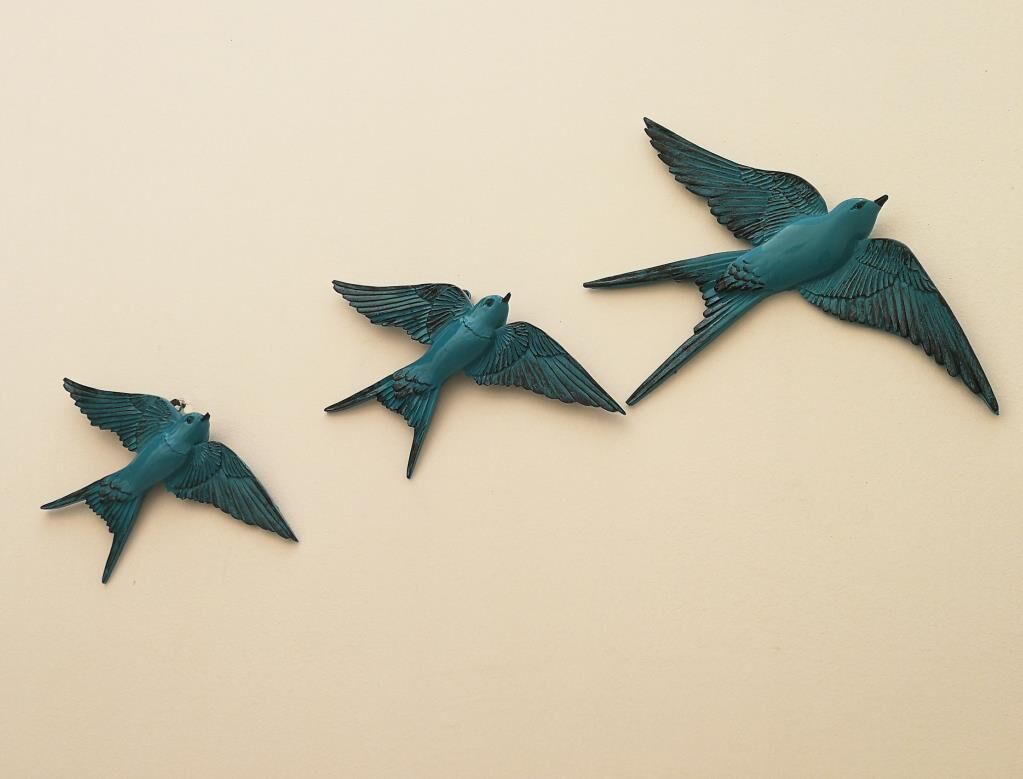 Dekoratif Üçlü Kırlangıç Duvar Süsü Üçlü Kuş Ev Dekoru