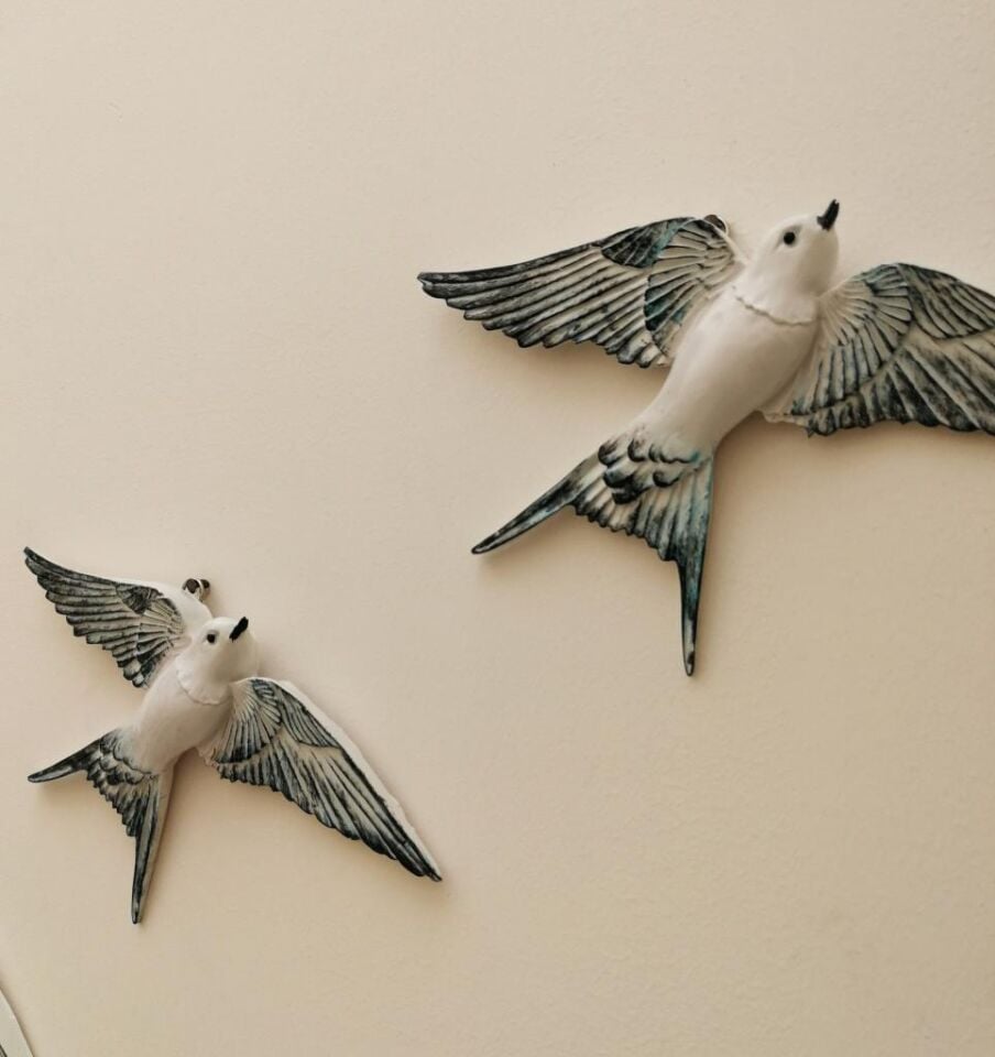Dekoratif Üçlü Kırlangıç Duvar Süsü Üçlü Kuş Ev Dekoru
