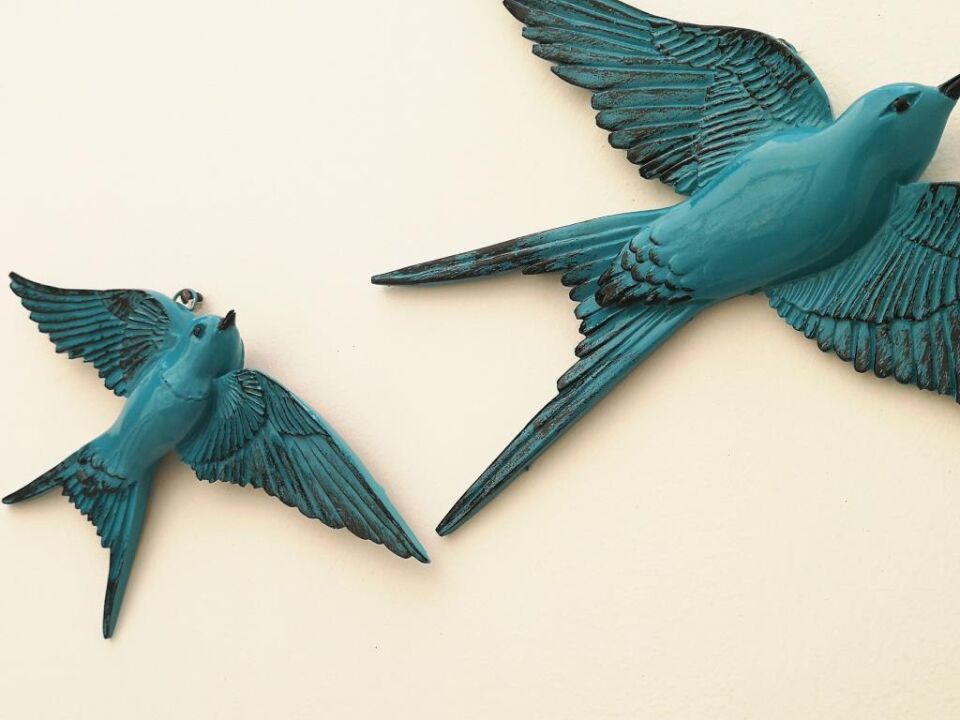 Dekoratif Üçlü Kırlangıç Duvar Süsü Üçlü Kuş Ev Dekoru