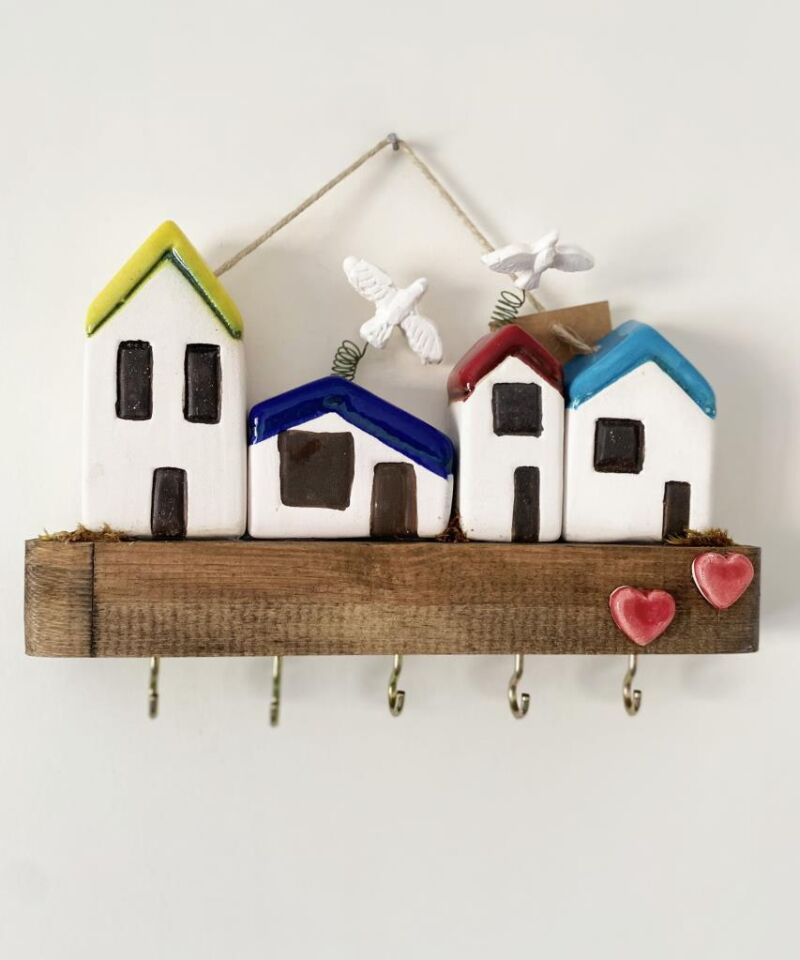 Dekoratif Kabartma Cadde Temalı Anahtar Askısı Anahtarlık