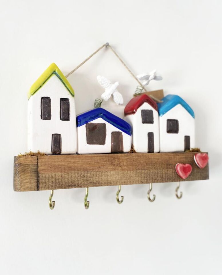 Dekoratif Kabartma Cadde Temalı Anahtar Askısı Anahtarlık