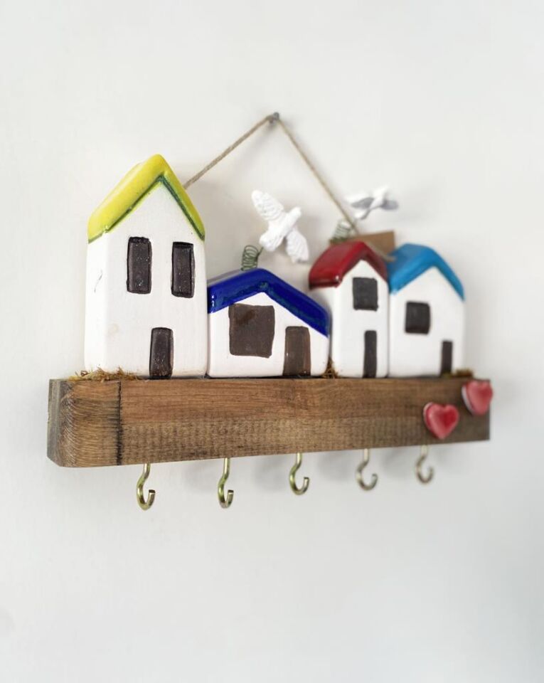 Dekoratif Kabartma Cadde Temalı Anahtar Askısı Anahtarlık