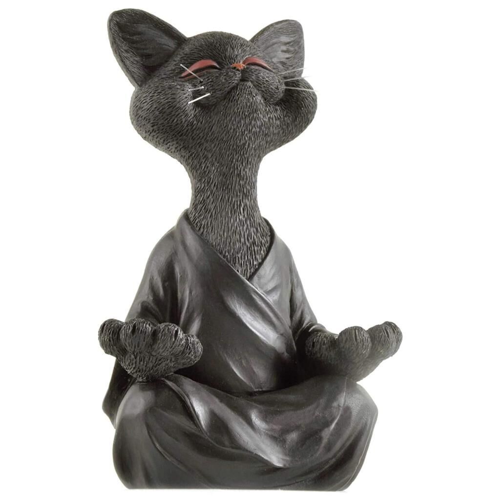 Dekoratif Yoga Yapan Kedi Biblo Meditasyon Kedi Heykeli Ev Dekoru