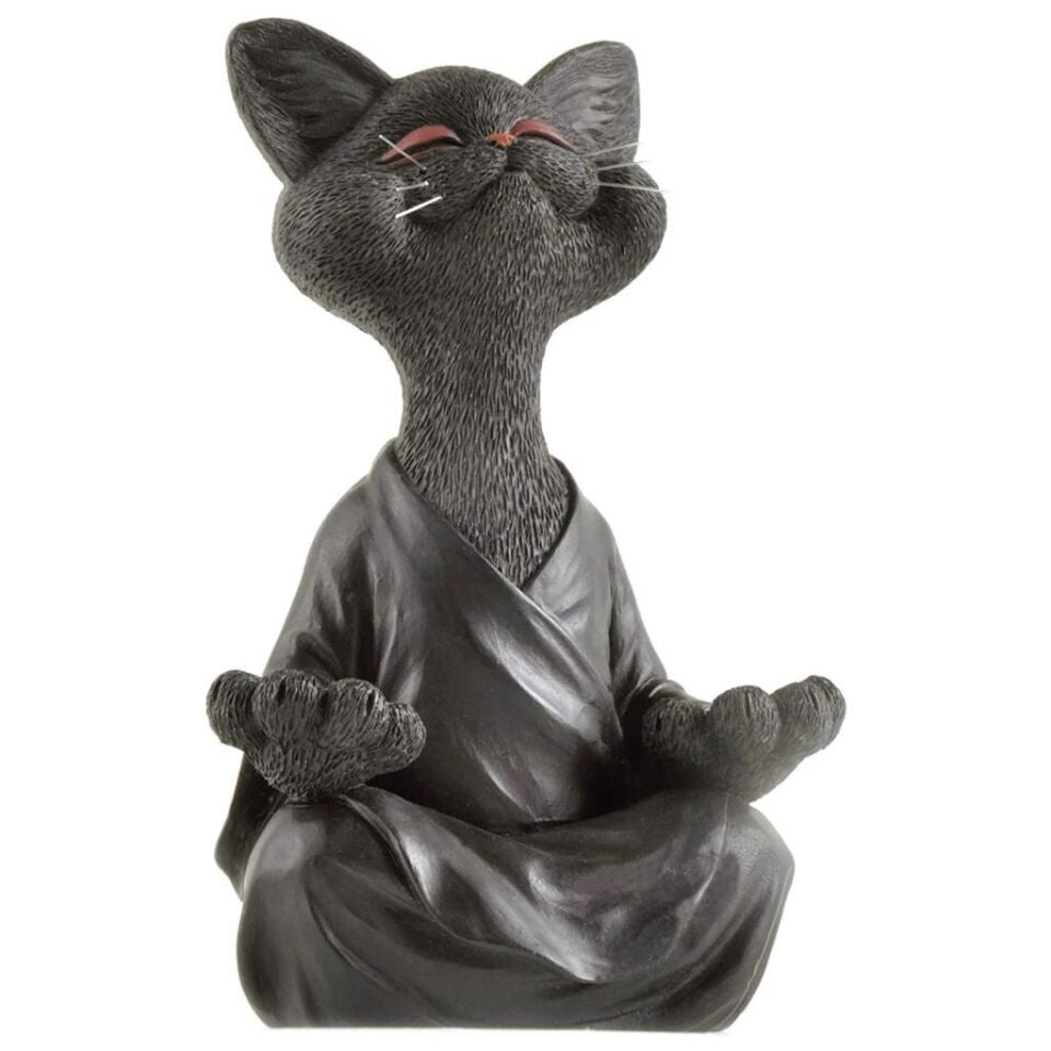 Dekoratif Yoga Yapan Kedi Biblo Meditasyon Kedi Heykeli Ev Dekoru