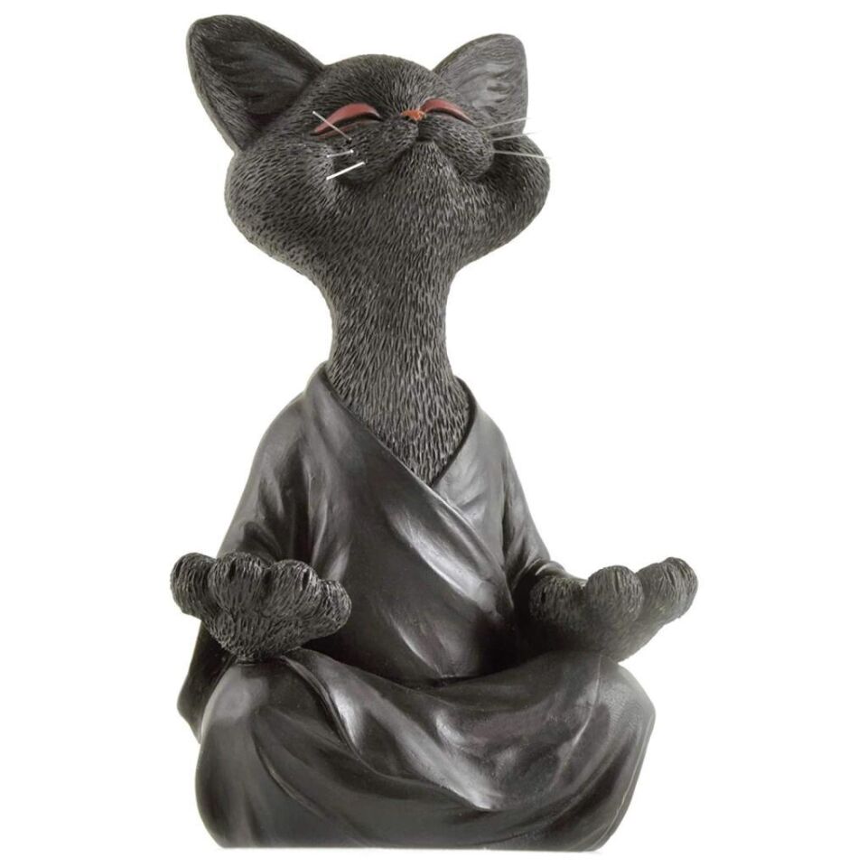 Dekoratif Yoga Yapan Kedi Biblo Meditasyon Kedi Heykeli Ev Dekoru